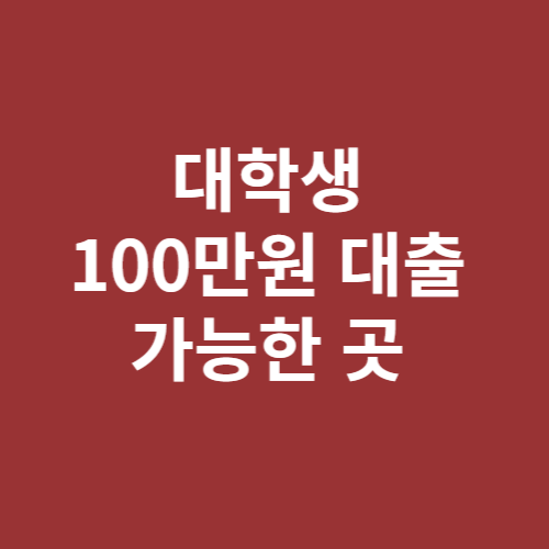 대학생 100만원 대출