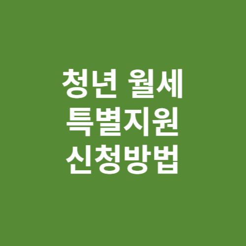 청년 월세 특별지원 신청방법 자격 대상