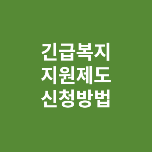 긴급복지지원제도 신청방법 혜택내용