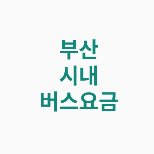 부산 시내 버스요금(일반, 좌석, 심야버스, 산성버스)