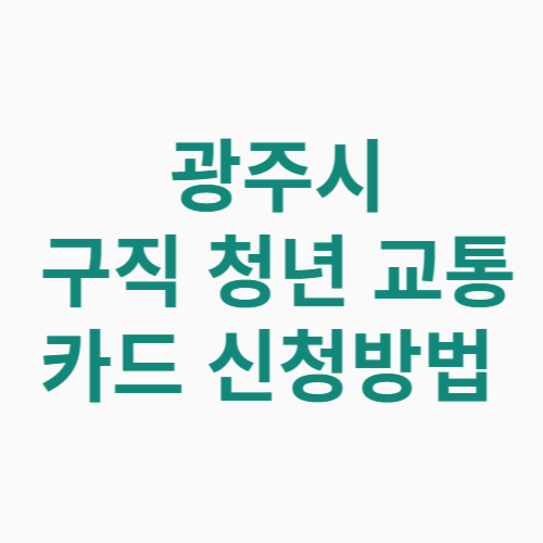 광주시 구직 청년 교통카드 신청방법