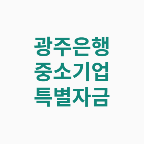 광주은행 중소기업 특별자금 신청방법 자격 대상