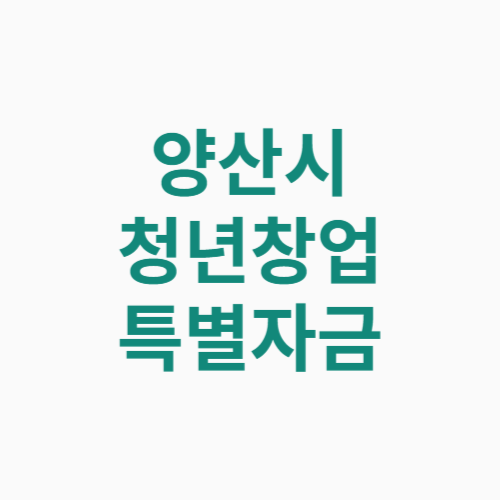 양산시 청년창업 특별자금