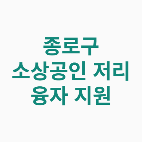 종로구 소상공인 저리 융자