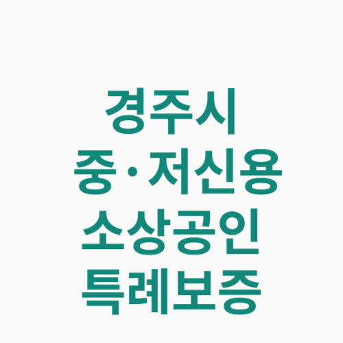 경주시 중·저신용 소상공인 특례보증