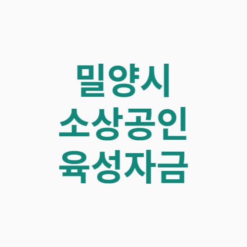 밀양시 소상공인 육성자금