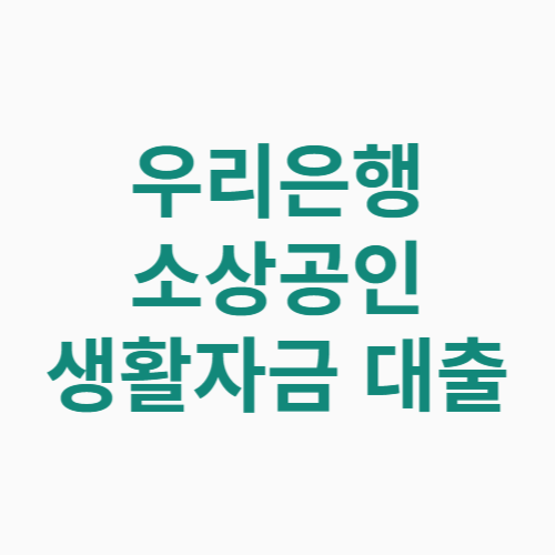 우리은행 소상공인 생활자금 대출