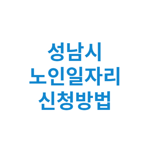 성남시 노인일자리 사업 신청방법 센터 여기 홈페이지