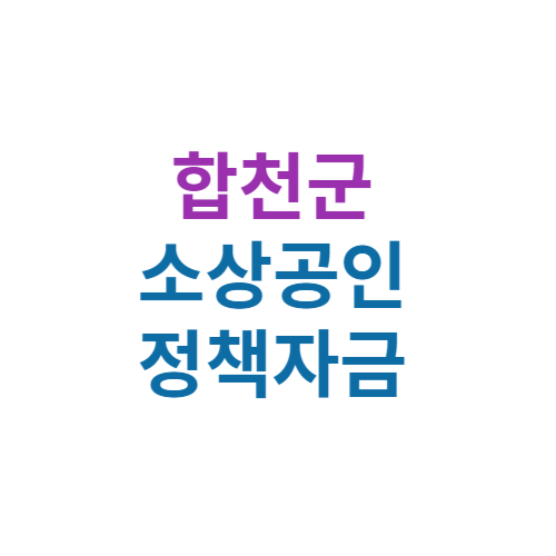 2024 합천군 소상공인 정책자금 보증(경영안정 자금 및 창업자금) 신청